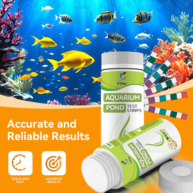 Yiffer 175-Count 8-Way Aquarium Test Strips with Ammonia