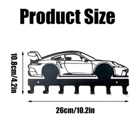 AXXIMENG Wall Mount Race Car Key Hanger Decorative Car Shaped Design Black Towel Coat Hanger Supercars Metal Key Hook Cap Organizer for Living Room Kitchen Entryway Front Door