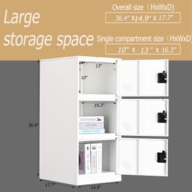 MECOLOR Vertical Single Tier Small Locker with Padlock latche 2 or 3 Compartment Storage for Employee,Home,Office,School,Kids (Full White, P3V)
