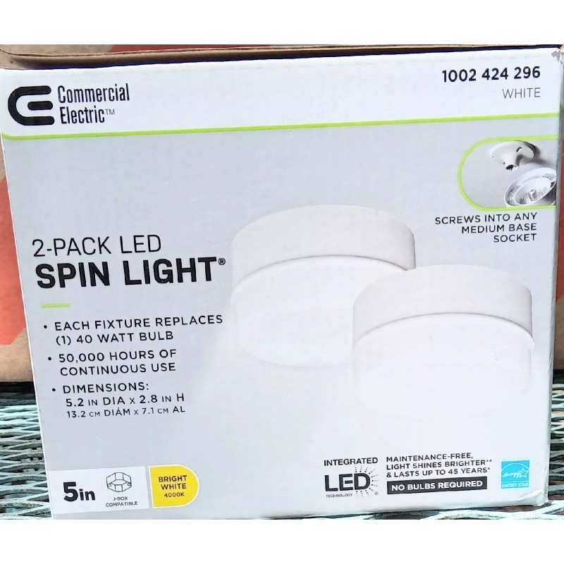 Commercial Electric 54692141 Spin Light 5 in. White LED Ceiling