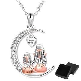 KUMSODE Mutter und Tochter Halskette, Hochwertiger rostfreier Stahl Herz Anhänger Kette Schmuck, Weihnachten Geburtstag Geschenke für Mutter Tochter, Muttertag Kette