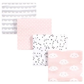 Hudson Baby Unisex Baby Cotton Flannel Receiving Blankets, Pink Clouds, One Size