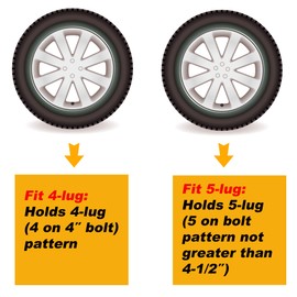 MaxxHaul 50214 Spare Tire Carrier Mount for Utility Boat Trailer Bracket Holds 4 Lugs (4 on 4" Bolt Pattern) and 5 Lugs (5 on 4-1/2" Bolt Pattern) Trailer Wheels