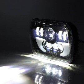 Acouto Faros delanteros LED faros universales para coche de 5x7 pulgadas luz cuadrada 90 W haz alto/bajo impermeable accesorio automotricesFaros 5x7in 90W Luz Ensambles automotrices alto/bajo00led