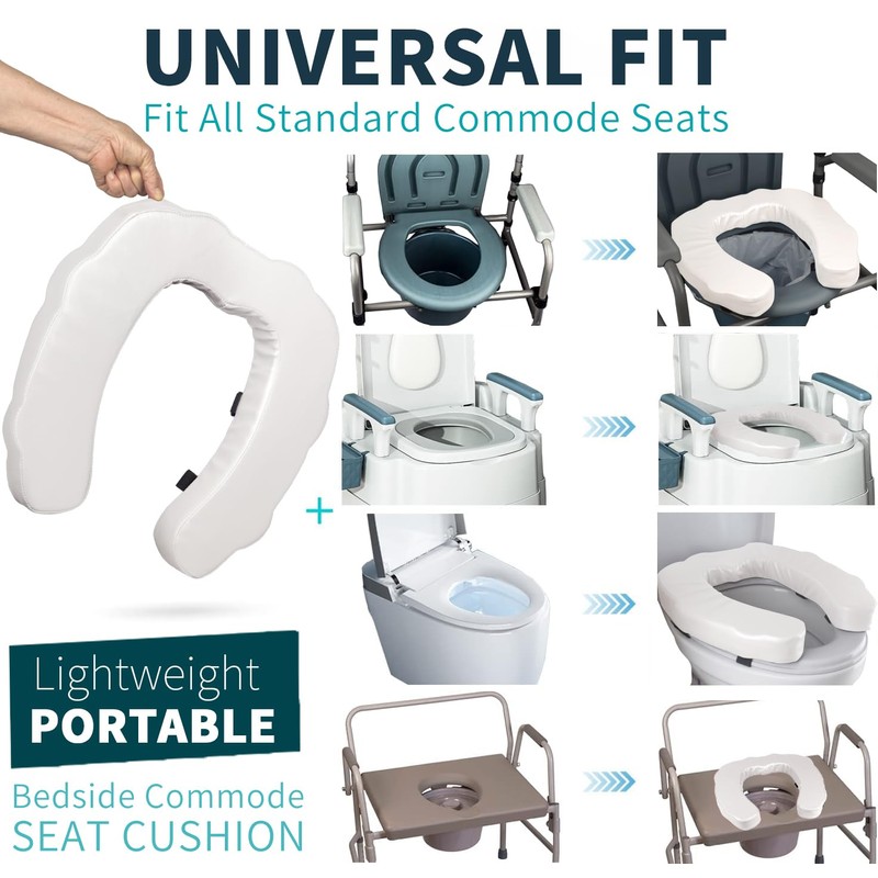 QIUCHA U-Shaped Padded Commode Seat Cushion – 2" Thick Raised