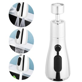 Longing Home 3 Function Sink Faucet Extender, Kitchen Faucet Sprayer Head Replacement, Kitchen Swivel Spray Spout Part Connector,Faucet Sprayer Nozzle, Rotating Robotic Arm Faucet Extension- Sliver