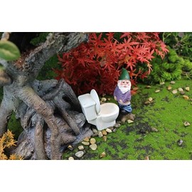 YARCHONN Garden Potty Gnome figurine Ornament 2 Set Dwarf Potty Mini Resin Statue Garden Accessories for Patio, Yard, Lawn Home Garden Decorations.