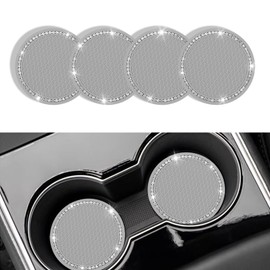 Kutyun 4PCS Bling Car Cup Coaster, Universal Non-Slip Cup Holders Embedded in Ornaments Coaster, 2.75In Car Drink Cup Mat, Vehicle Interior Decor Accessories (Gray, 4PCS)