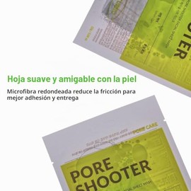 Pore Shooter Facial Sheet Mask Korean Pore Tightening Oil Control Mask with Persimmon Leaf Tannin Complex Cooling Hydrating Vegan Cruelty Free 0.88