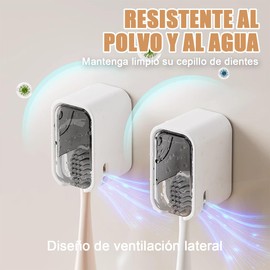 Portacepillos de Dientes,2 Piezas Porta Cepillo de Dientes para Baño Pared con Funda Impermeable,Estructura de Ventilación,Sin Perforación,Organizador de Cepillos de Dientes,Para Baño,Dormitorio