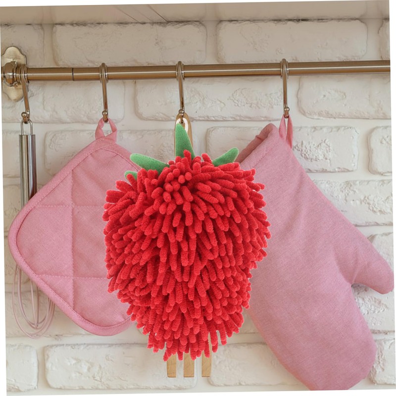 ABOOFAN Cute Strawberry Shaped Chenille Hand Towel Quick Drying Fuzzy