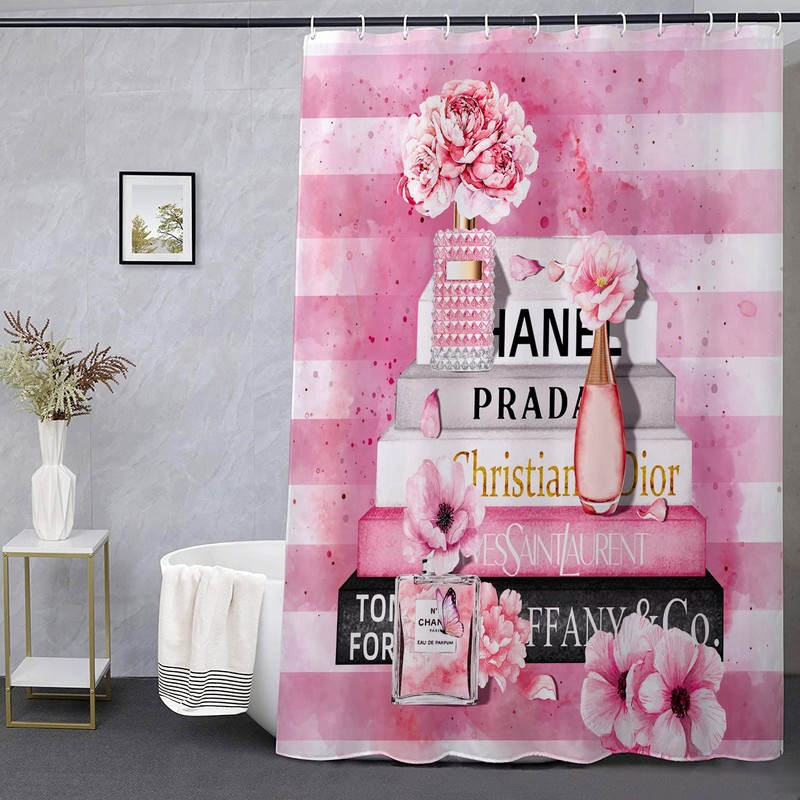 MULTIC Fashion Shower Curtain, Pink & Black Luxury Shower Curtains