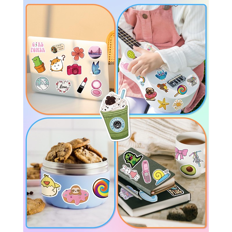 Greingways Sticker for Water Bottles, 300 Pcs/Pack Cute Vinyl Waterproof