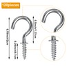 Pack of 120 Screw Hooks, Metal Cup Hooks, Screw-In Hangers,