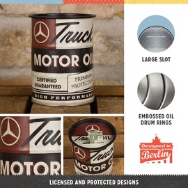 Nostalgic-Art Retro Money Box 600ml Daimler Truck - Motor Oil - Gift Idea for Trucker Metal Piggy Bank Vintage Tin Money Box