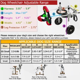 Lokshun Dog Wheelchair for Back Legs Adjustable Dog Carts with Wheels Small Wheelchair for Dogs with Disabled Hind Legs Walking, with 4PCS Rear Leg Protection Pads - M