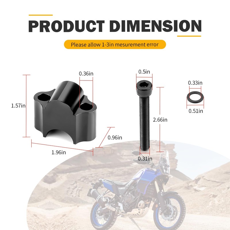 7/8" Heavy Duty Black Handlebar Risers 30mm Height for Motorcycle