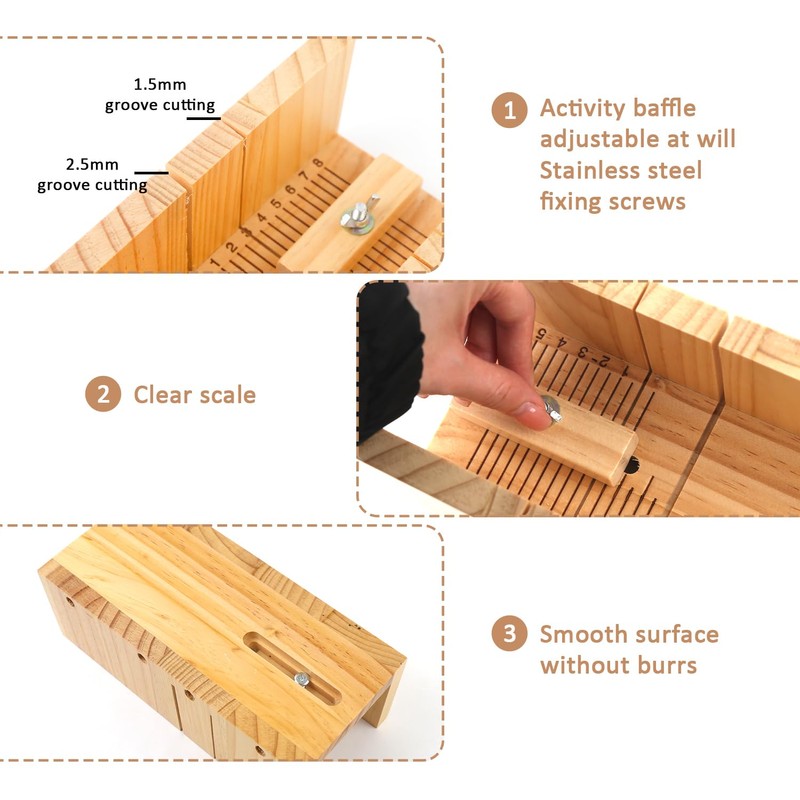 ASUNFO Wooden Soap Cutting Box Soap Loaf Cutter Soap Cutters