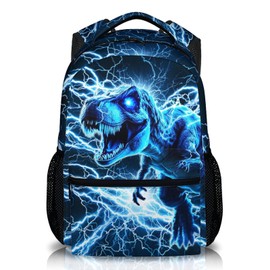 CUSTOMJOY Dinosaur Backpack for Boys, Kids Lightning Bookbag Gift for Kindergarten Primary Middle Senior, 17 Inch Lightweight Cool Backpacks for School