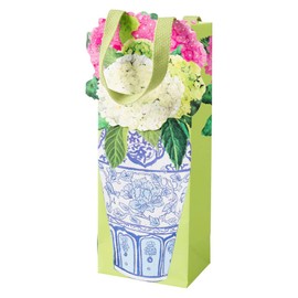 Caspari Hydrangea Summer Wine & Bottle Gift Bags - 2 Bags