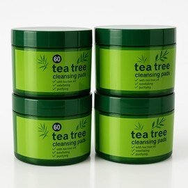 4 X Tea Tree Face Cleansing Pads - 60 Count (240 in Total) - Deep Cleanse, Refresh & Revitalize Your Skin - Ideal for Acne-Prone Skin.