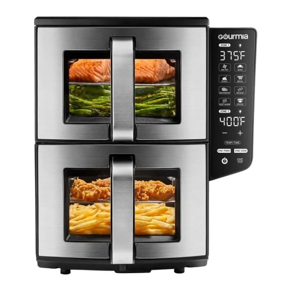 Gourmias GAF1190 Dual Basket 11-Quart Air Fryer with Smart Finish