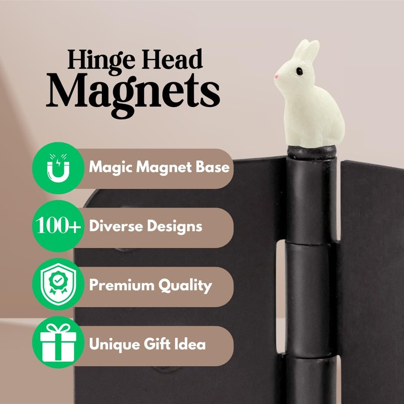 Mini Rabbit Hinge Heads Decorative Topper Set of 6 -