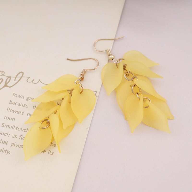 Cimenexe Bohemian Flower Leaf Dangle Earrings White Flower Drop Earrings
