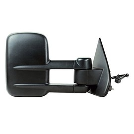 Fit System Passenger Side Towing Mirror for Silverado/Sierra, 2500, 3500, Textured Black, extendable, Dual Lens, 1st Design, (no Signal/Power fold/Side Reflector/BLIS), fold, Heated Power (62147G)