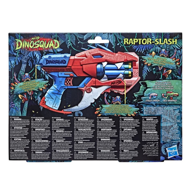 Nerf DinoSquad Raptor Slash Blaster, 6 Dart Rotation barrel, Quick
