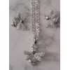925 Sterling Silver Bee Stud Earrings & Necklace Pendant Set
