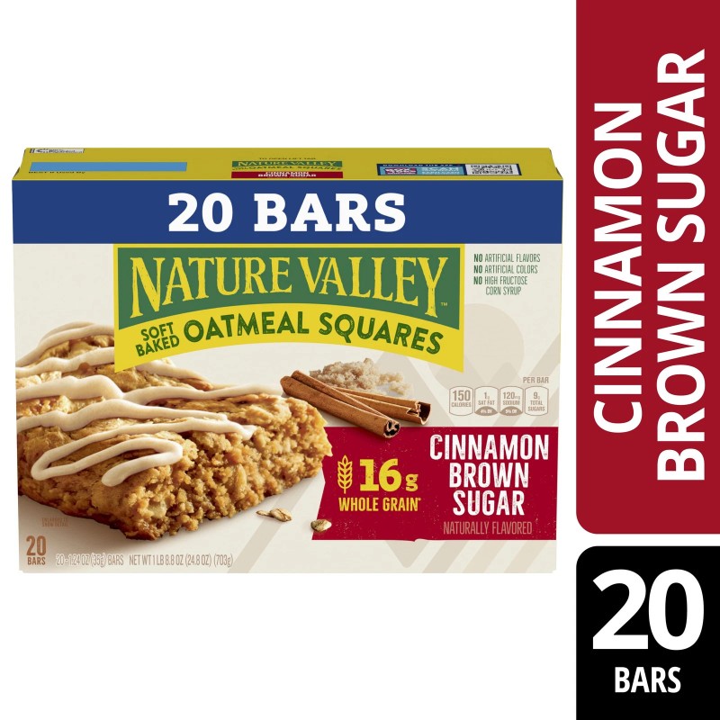 Nature Valley Soft-Baked Oatmeal Squares, Cinnamon Brown Sugar, 20 Ct,
