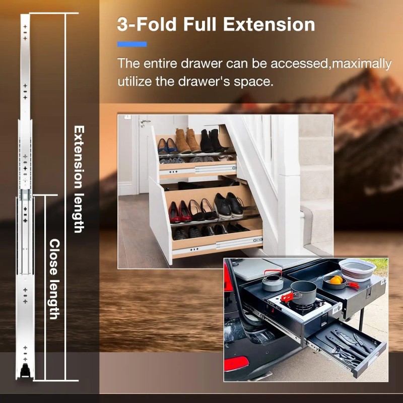 YENUO Heavy Duty Drawer Slides 250 Lb - Full Extension