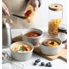 MISSYSSIM Ceramic Mixing Bowls with Lids Set of 4, Embossed