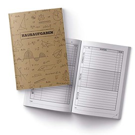itenga Homework Book Formula Kraft Paper DIN A5 96 Pages School Supplies My Homework for Community School Gymnasium