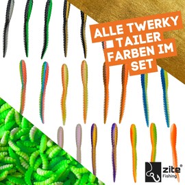 Zite Fishing Twerky Tailer 3-in-1 Trout Bait Starter Set | 7 cm Rubber Bait Set for Trout | With Tungsten Jig Hook & Cheburashka Rig | Cheese Garlic Aroma | UL Bait Spoon Alternative
