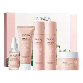 Kit Facial Bioaqua Camellias 5 Piezas | Antioxidante, Hidratante y Antiedad 🌸✨