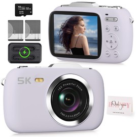 Cameras for Photography,5K UHD Point and Shoot Cameras for Vlogging,80MP Compact Vlogging Camera for YouTube,Travel Camera with 32GB TF Card,Photography Camera for Beginners Teen -Purple