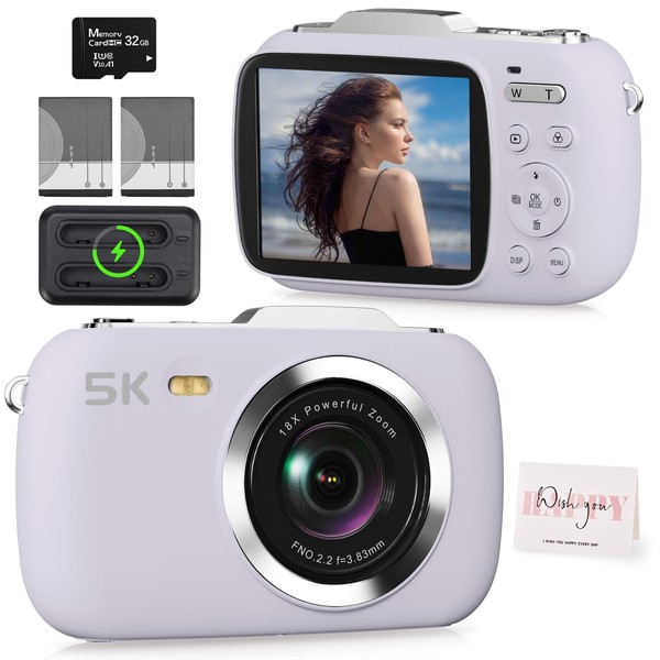 Cameras for Photography,5K UHD Point and Shoot Cameras for Vlogging,80MP