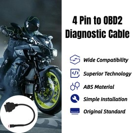 4 Pin to OBD2 Fault Code Reader, Obd2 Diagnostic Cable, Motorcycle Scanner Diagnostic Cable, for FJR 1300 FZ09 FZ10 MT09 FZ-10 MT-10 XSR900 R6 R1 XSR 900 XT1200ZE