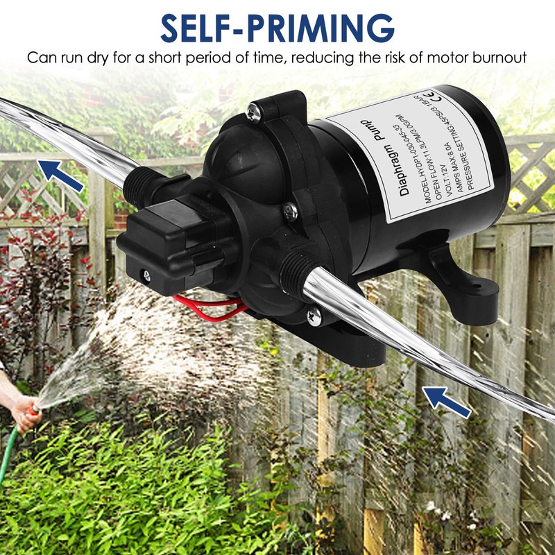 Water Diaphragm Pump 12V DC 3.0 GPM 45 PSI Quiet