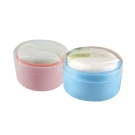 SAFIGLE 2Pcs Portable Talcum Powder Puff Box Body Powder Container with Convenient Puff for Easy Application for Home Use