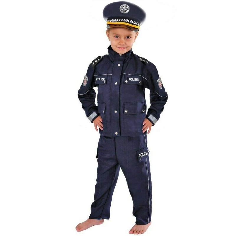 WiMi Police Children's Costume 98-104 Blue for Carnival Policeman