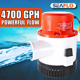 SEAFLO 01 Series 4700 GPH Bilge Pump – 12V, 2" Outlet, Marine Submersible Pump, Anti-Airlock Protection, Snap-Off Strainer Base, CE & RoHS Certified – 4-Year Warranty