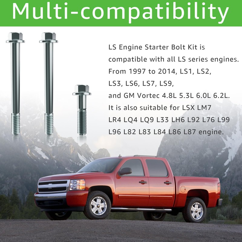 LS Engine Starter Bolts Kit - Long Short LSX LS1