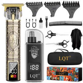 LQT Hair Clippers for Men 2 in 1 Beard and Mustache Trimmer for Men T Liners Trimmers Electric Cordless Nose and Ear Hair Trimmer Grooming Kit with Bag, to Son Husband Father Men's Gifts