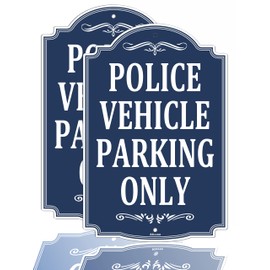 Police Vehicle Parking Only Signs 12" x 18" Metal Rust Aluminum Waterproof Easy Mounting Outdoor Use 2 Pack