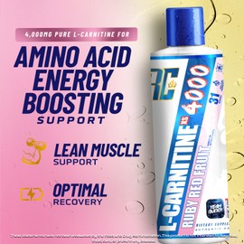 Ronnie Coleman Signature Series L Carnitine XS 4000 Liquid, Stimulant Free, Sugar Free, Zero Carbs, Lean Muscle Strength Support for Men & Women, 16 Oz (16 oz, Ruby Red Fruit (4000))