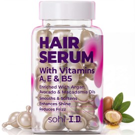 sohl-I.D. Hair Serum for Frizzy Hair, Treatment for Dry & Damaged Strands, Suitable for Curly Hair, Enhances Shine, Moisturizer for Silky Smooth Locks, Non-Greasy Formula - 40 capsules