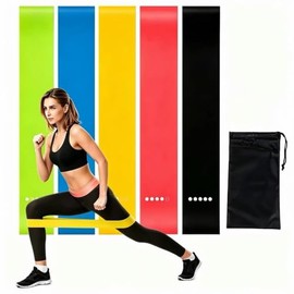 Bandas Elasticas Musculación, 5 Niveles de Bandas de Resistencia para Gluteos Cadera Piernas Brazos Set de 5 Cintas Elásticas Fitness Musculación para